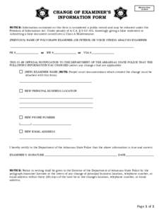 CHANGE OF EXAMINER’S INFORMATION FORM Effective Date