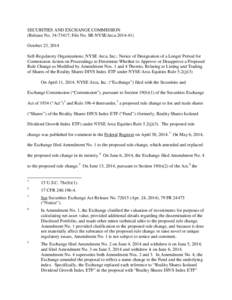 SECURITIES AND EXCHANGE COMMISSION (Release No[removed]; File No. SR-NYSEArca[removed]October 23, 2014 Self-Regulatory Organizations; NYSE Arca, Inc.; Notice of Designation of a Longer Period for Commission Action on P