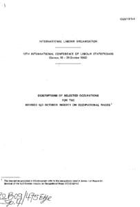 ICLS/1 3/D.4  INTERNATIONAL LABOUR ORGANISATION 13TH INTERNATIONAL CONFERENCE OF LABOUR STATISTICIANS (Geneva, 18 — 29 October 1982)