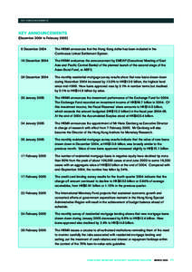 KEY ANNOUNCEMENTS  KEY ANNOUNCEMENTS (December 2004 to February[removed]December 2004