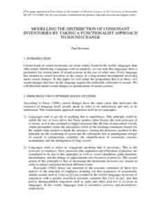 [This paper appeared in Proceedings of the Institute of Phonetic Sciences of the University of Amsterdam 13: For the web version, I modernized the phonetic font and corrected one English word.] MODELLING 