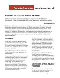 Alternative education / American society / Education reform / Pedagogy / Student voice / Halton Catholic District School Board / Limestone District School Board / Board of education / Lakehead District School Board / Education in Ontario / Education / Ontario
