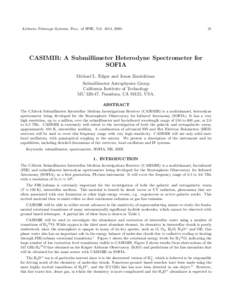 Airborne Telescope Systems, Proc. of SPIE, Vol. 4014, [removed]CASIMIR: A Submillimeter Heterodyne Spectrometer for SOFIA