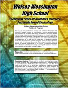 Wolsey-Wessington High School Technology Policy for Notebooks, Internet &