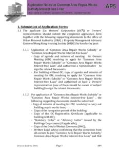 Application Notes for Common Area Repair Works Subsidy/Interest-free Loan (Applicable to Owners’ Corporation/Owners’ representatives) AP5