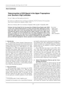 Journal of Oceanography, Vol. 63, pp. 155 to 157, 2007  Short Contribution Teleconnection of IOD Signal in the Upper Troposphere over Southern High Latitudes