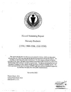 Hazard Screening Reports - Nursery Products