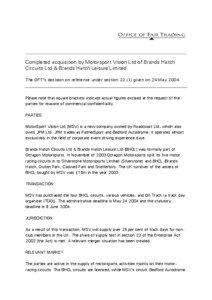 MotorSport Vision / Sport in the United Kingdom / Brands Hatch / PalmerSport / Oulton Park / Race track / Bedford Autodrome / Mergers and acquisitions / Sports / Motorsport in the United Kingdom / Motorsport