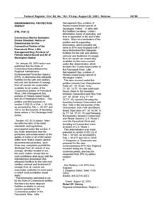 FRL[removed], Connecticut Marine Sanitation Device Standard; Notice of Determination for the Connecticut Portion of the Pawcatuck River, Little Narragansett Bay, Portions of Fishers Island Sound and All of Stonington Harbo