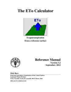 The ETo Calculator  Evapotranspiration from a reference surface  Reference Manual