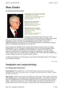 Interview mit Hans Zender  pagina 1 van 13 Hans Zender im Gespräch mit Frank Stepanek