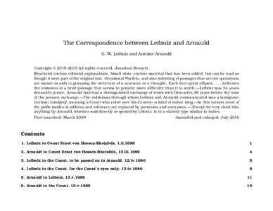 Rationalists / Jansenists / Determinists / Gottfried Wilhelm Leibniz / Idealists / Innovators / Discourse on Metaphysics / Antoine Arnauld / Free will in theology / Existence