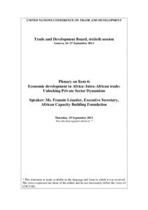 Intra Regional Trade in Africa: What role for Capacity Building?