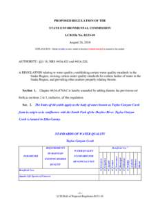 PROPOSED REGULATION OF THE STATE ENVIRONMENTAL COMMISSION LCB File No. R133-10 August 26, 2010 EXPLANATION – Matter in italics is new; matter in brackets [omitted material] is material to be omitted.