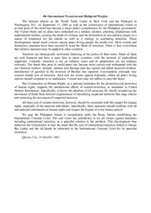 Abuse / Fear / Organized crime / War on Terror / State terrorism / Definitions of terrorism / Counter-terrorism / September 11 attacks / Crimes against humanity / Ethics / National security / Terrorism