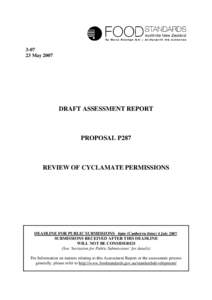 [removed]May 2007 DRAFT ASSESSMENT REPORT  PROPOSAL P287
