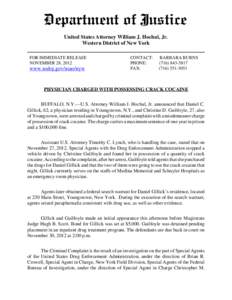 United States Attorney William J. Hochul, Jr. Western District of New York FOR IMMEDIATE RELEASE NOVEMBER 28, 2012  www.usdoj.gov/usao/nyw