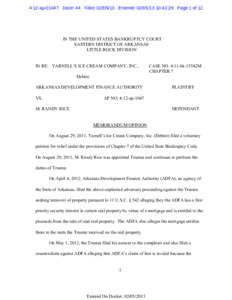 4:12-ap[removed]Doc#: 44 Filed: [removed]Entered: [removed]:42:29 Page 1 of 12  IN THE UNITED STATES BANKRUPTCY COURT EASTERN DISTRICT OF ARKANSAS LITTLE ROCK DIVISION