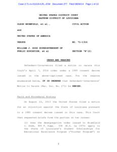 Case 2:71-cv[removed]ILRL-JCW Document 277 Filed[removed]Page 1 of 10  UNITED STATES DISTRICT COURT EASTERN DISTRICT OF LOUISIANA OLESS BRUMFIELD, et al.,