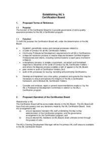 Establishing IAL’s Certification Board 1. Proposed Terms of Reference