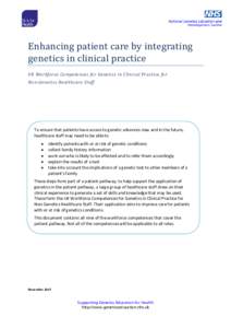 UK Workforce Competences for Genetics in Clinical Practice for Non-Genetics Healthcare Staff