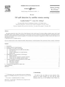 Remote Sensing of Environment – 13 www.elsevier.com/locate/rse Review  Oil spill detection by satellite remote sensing