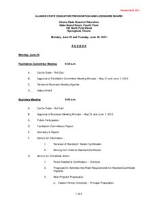 Illinois State Educator Preparation and Licensure Board Meeting Agenda - June 25-26, 2012