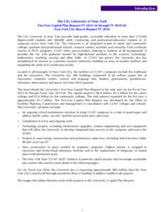 Introduction The City University of New York Five-Year Capital Plan Request FYthrough FYNew York City Reso-A Request FY 2016 The City University of New York provides high-quality, accessible education t