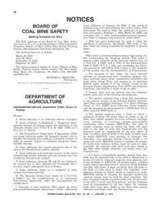18  NOTICES BOARD OF COAL MINE SAFETY Meeting Schedule for 2013