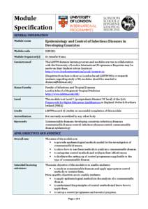 Epidemiology / Control of Communicable Diseases Manual / Disease / University of London International Programmes / Public health / Health / Association of Commonwealth Universities / London School of Hygiene & Tropical Medicine