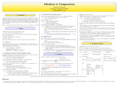 Infinitives in Comparatives  7 Russell Lee-Goldman University of California-Berkeley