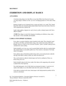 HELPSHEET  EXHIBITION AND DISPLAY BASICS ATTACHING •