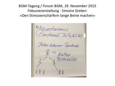 BGM-Tagung / Forum BGM, 19. November 2015 Fokusveranstaltung - Simone Greber: «Den Stressverschärfern lange Beine machen» 