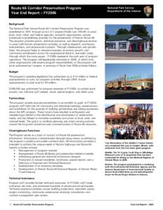 Route 66 Corridor Preservation Program Year End Report – FY2006 National Park Service Department of the Interior
