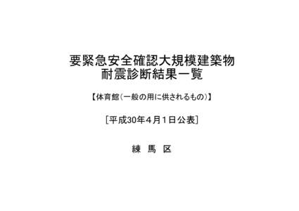 要緊急安全確認大規模建築物 耐震診断結果一覧 【体育館（一般の用に供されるもの）】 [平成30年４月１日公表] 練　馬　区