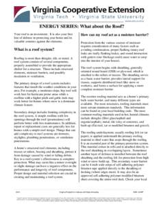 ENERGY SERIES: What about the Roof? Your roof is an investment. It is also your first line of defense in protecting your home and its valuable contents against the elements.  What is a roof system?