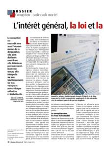 DOSSIER Corruption : cash-cash mortel L’intérêt général, la loi et la  Gérard ASCHIERI,