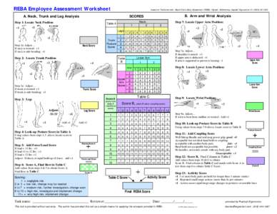 REBA Employee Assessment Worksheet  based on Technical note: Rapid Entire Body Assessment (REBA), Hignett, McAtamney, Applied Ergonomics[removed]205 Step 1: Locate Neck Position