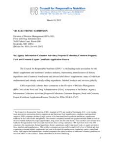 March 10, 2015  VIA ELECTRONIC SUBMISSION Division of Dockets Management (HFA-305) Food and Drug Administration 5630 Fishers Lane, Room 1061