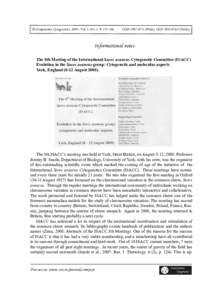 © Comparative Cytogenetics, Vol. 2, No. 2, PISSNPrint), ISSN 1993-078X (Online) Informational notes The 8th Meeting of the International Sorex araneus Cytogenetic Committee (ISACC)