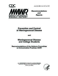 Inside: Continuing Medical Education for U.S. Physicians and Nurses  June 30, [removed]Vol[removed]No. RR-7 Recommendations and