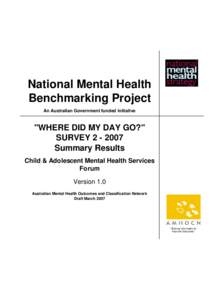 National Mental Health Benchmarking Project An Australian Government funded initiative 