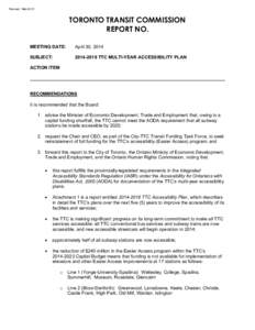 Revised: March/13  TORONTO TRANSIT COMMISSION REPORT NO. MEETING DATE: