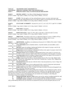 TITLE 18 CHAPTER 60 PART 5 TRANSPORTATION AND HIGHWAYS PIPELINE CONSTRUCTION AND MAINTENANCE