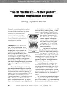© 2008 INTERNATIONAL READING ASSOCIATION (pp. 372–383) doi:JAAL  “You can read this text—I’ll show you how”: Interactive comprehension instruction Diane Lapp, Douglas Fisher, Maria Grant