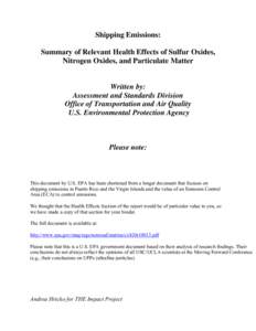 Proposal to Designate an Emission Control Area for Nitrogen Oxides, Sulfur Oxides and Particulate Matter: Technical Support Document (420-R[removed]August 2010)