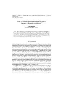 Published in: W. Stroebe & M. Hewstone (Eds[removed]European Review of Social Psychology (Vol. 2, pp. 83–115). Chichester: Wiley. © 1991 John Wiley & Sons Ltd. How to Make Cognitive Illusions Disappear: Beyond “H