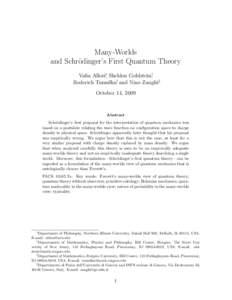 Many-Worlds and Schr¨odinger’s First Quantum Theory Valia Allori∗, Sheldon Goldstein†, Roderich Tumulka‡, and Nino Zangh`ı§ October 14, 2009