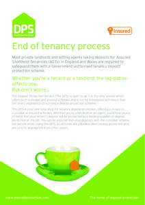 End of tenancy process Most private landlords and letting agents taking deposits for Assured Shorthold Tenancies (ASTs) in England and Wales are required to safeguard them with a Government-authorised tenancy deposit pro