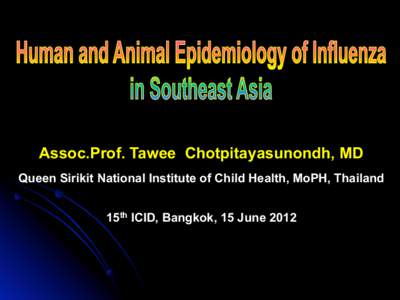 Assoc.Prof. Tawee Chotpitayasunondh, MD Queen Sirikit National Institute of Child Health, MoPH, Thailand 15th ICID, Bangkok, 15 June 2012 What re the characteristics of influenza virus ?